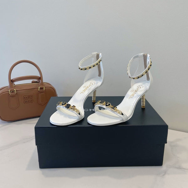 CC 26s High-Heeled Sandals 6.5cm White Lambskin 941627
