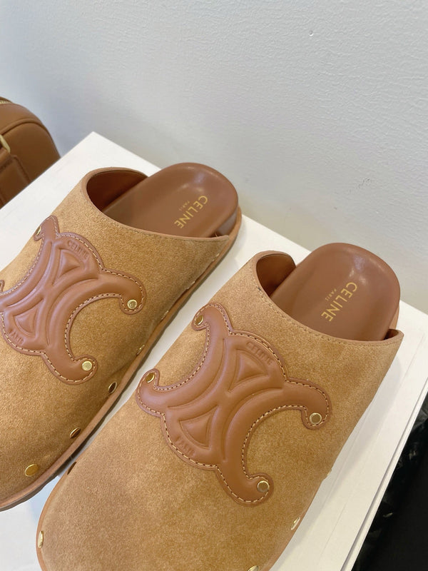 CL Pitea Clog In Cognac Suede Calfskin 319293