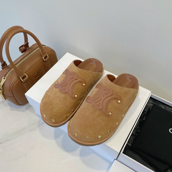 CL Pitea Clog In Cognac Suede Calfskin 319293