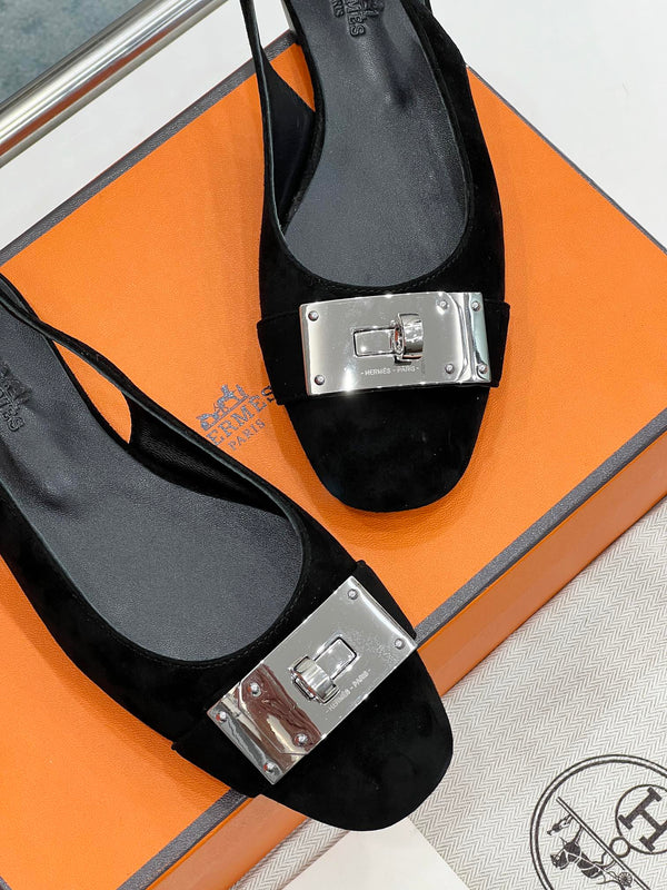 INNOCENTE SLINGBACK IN CAMOSCIO NERO