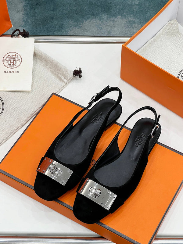INNOCENTE SLINGBACK IN CAMOSCIO NERO