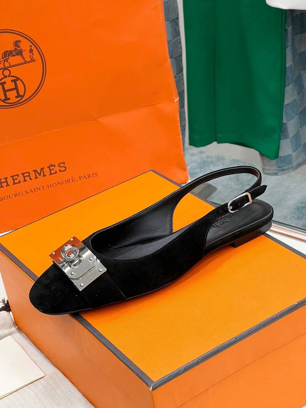 INNOCENTE SLINGBACK IN CAMOSCIO NERO
