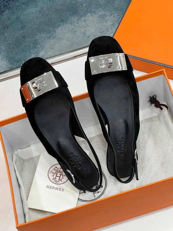 INNOCENTE SLINGBACK IN CAMOSCIO NERO