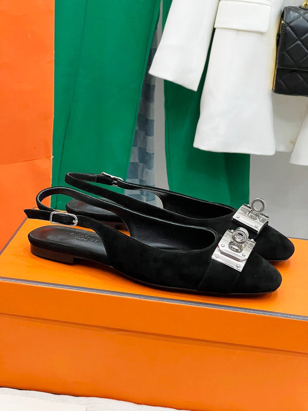 INNOCENTE SLINGBACK IN CAMOSCIO NERO