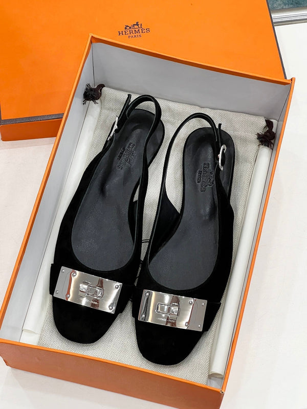 INNOCENTE SLINGBACK IN CAMOSCIO NERO