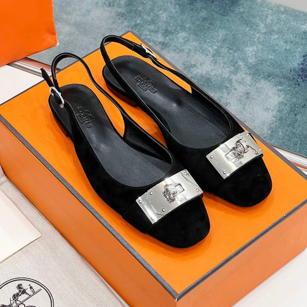 INNOCENTE SLINGBACK IN CAMOSCIO NERO