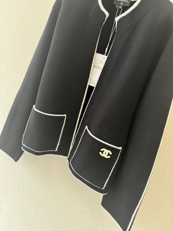 CC 26s Neck Cardigan Black Cotton