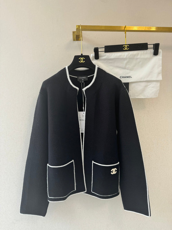 CC 26s Neck Cardigan Black Cotton