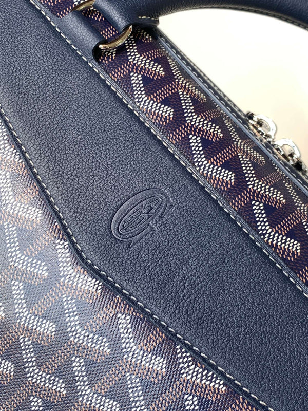 PORTA DOCUMENTI CISALPIN 39 IN TELA GOYARDINE BLU NAVY E PELLE DI VITELLO