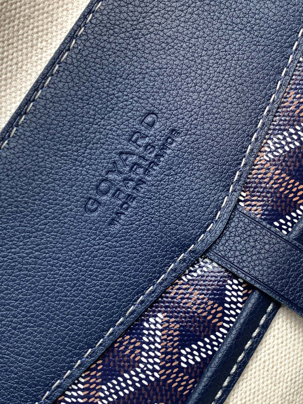 PORTA DOCUMENTI CISALPIN 39 IN TELA GOYARDINE BLU NAVY E PELLE DI VITELLO