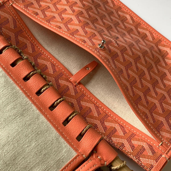 BORSA ALIGRE 40 IN RAFIA INTRECCIATA ROSSA E ARANCIONE E PELLE DI VITELLO