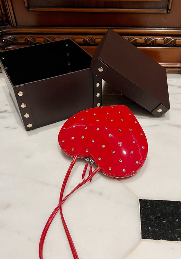 LE COEUR BAG 21 IN CANDY RED PATENT CALFSKIN ATTACHED STRASS
