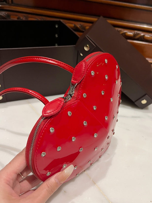 LE COEUR BAG 21 IN CANDY RED PATENT CALFSKIN ATTACHED STRASS
