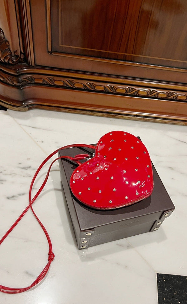 LE COEUR BAG 21 IN CANDY RED PATENT CALFSKIN ATTACHED STRASS