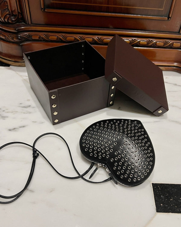 LE COEUR BAG 21 IN BLACK STUDDED CALFSKIN