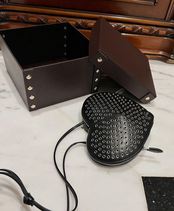 LE COEUR BAG 21 IN BLACK STUDDED CALFSKIN