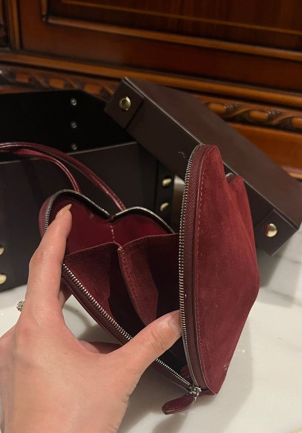 LE COEUR BAG 21 IN BURGUNDY RED SUEDE