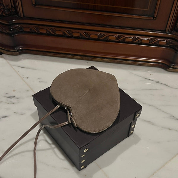 LE COEUR BAG 21 IN HEAVY BROWN SUEDE