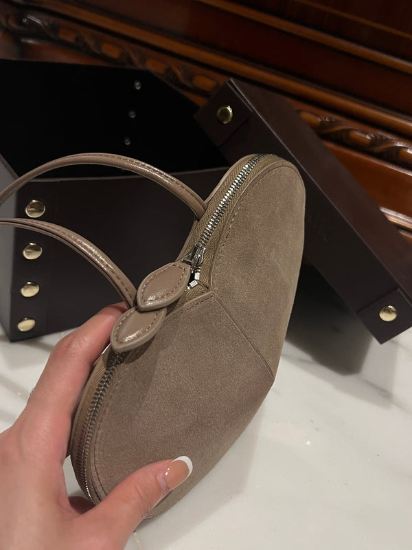 LE COEUR BAG 21 IN HEAVY BROWN SUEDE