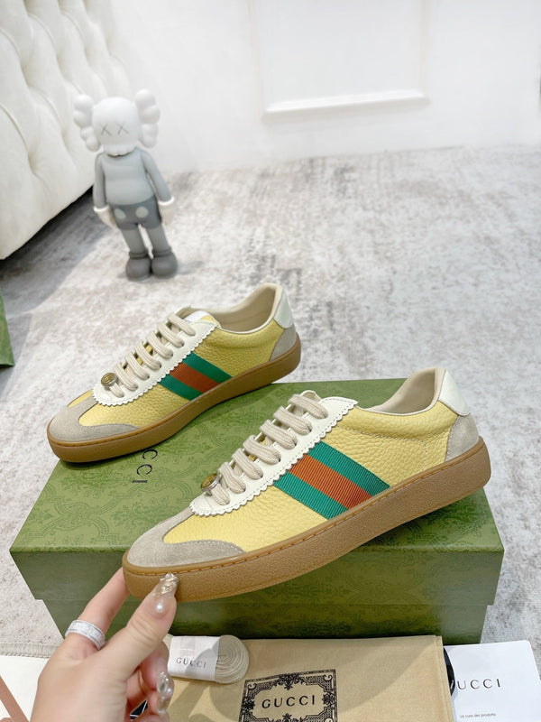 GG Men's Web Sneaker Yellow Cowhide Suede 853919
