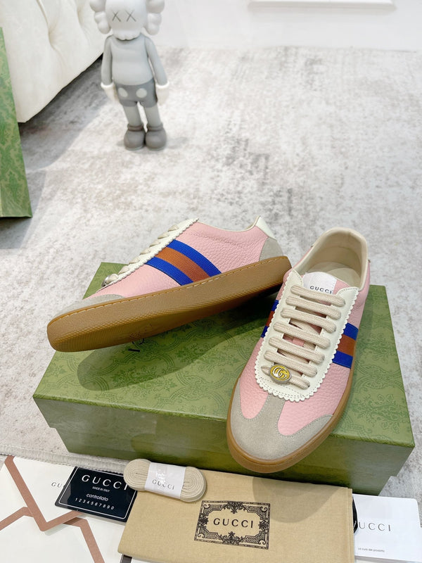 GG Men's Web Sneaker Pink Cowhide Suede 853920