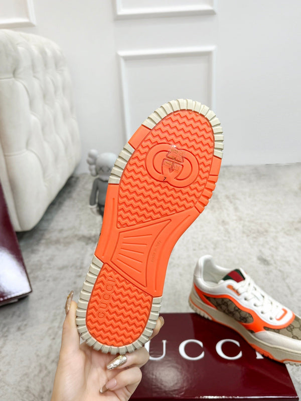 Sneaker GG Re-Web da uomo in tela marrone arancione 534250
