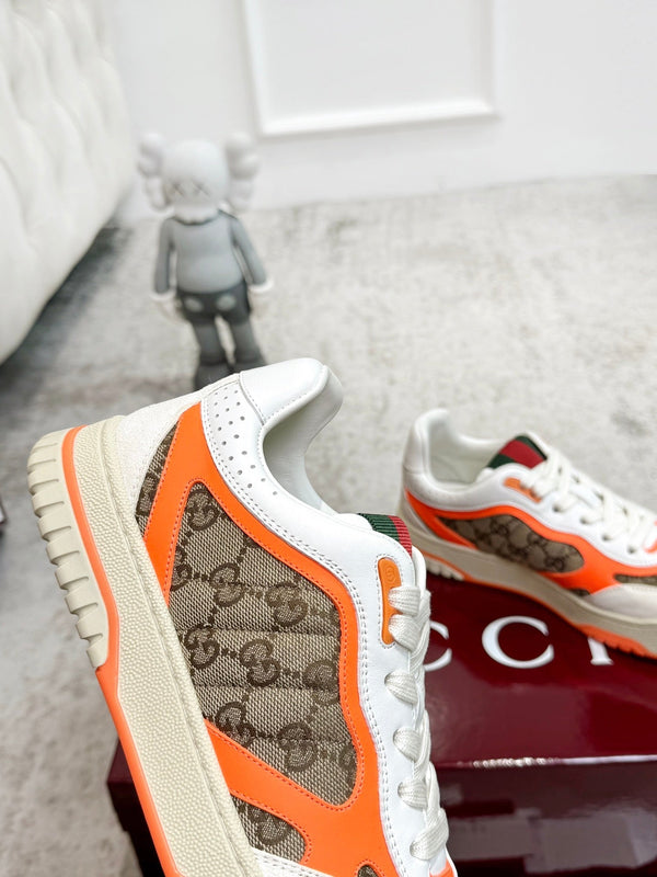 Sneaker GG Re-Web da uomo in tela marrone arancione 534250