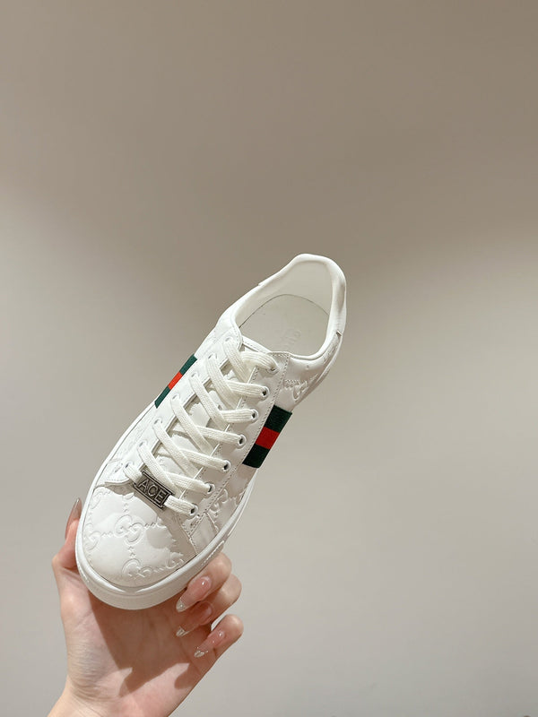 GG Ace Sneaker White Monogram Empreinte Calfskin