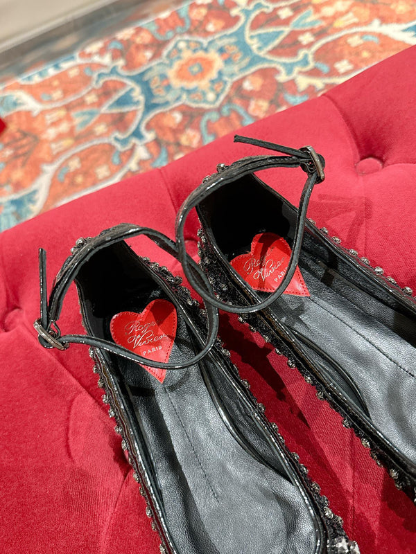 Viv 25 Mary Jane Flats Tessuto Nero Strass 247125