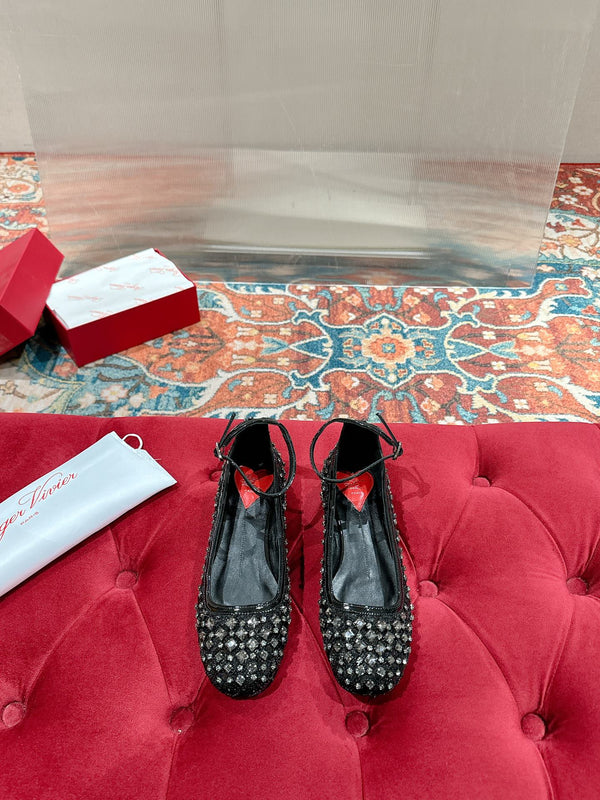 Viv 25 Mary Jane Flats Tessuto Nero Strass 247125