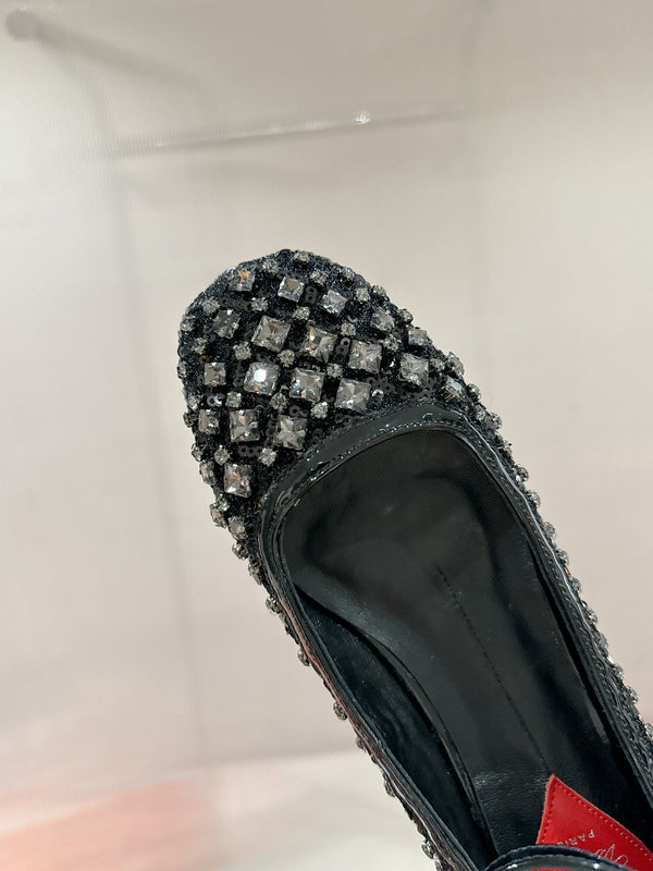 Viv 25 Mary Jane Flats Tessuto Nero Strass 247125