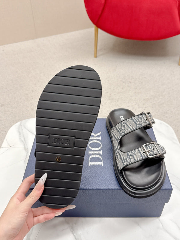 CD Aqua Sandals with Straps Grey Black Oblique Jacquard Frabic 476659