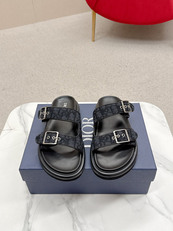CD Aqua Sandals with Straps Blue Black Oblique Jacquard Frabic 476660