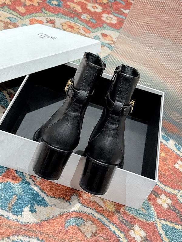 Botte à talon Triomphe Celine Garance 60 mm en veau noir