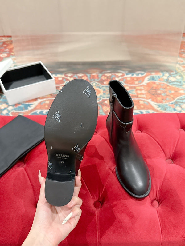 Botte à talon Triomphe Celine Garance 60 mm en veau noir