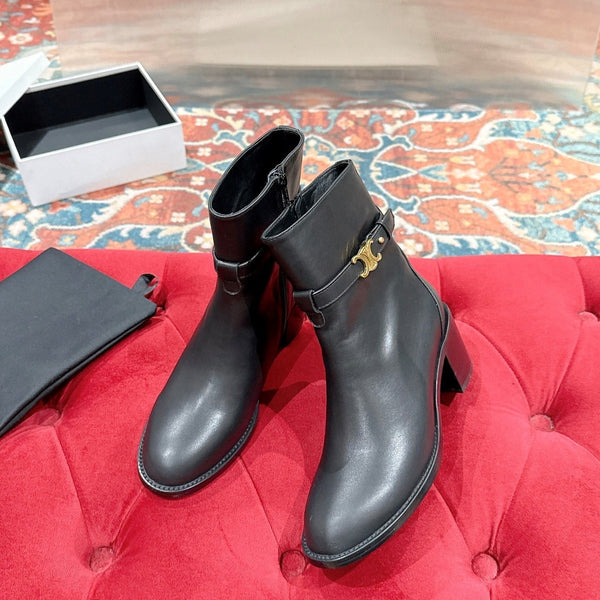Botte à talon Triomphe Celine Garance 60 mm en veau noir