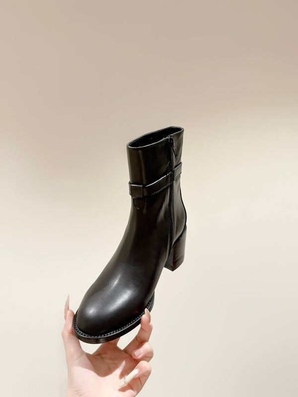 Botte à talon Triomphe Celine Garance 60 mm en veau noir