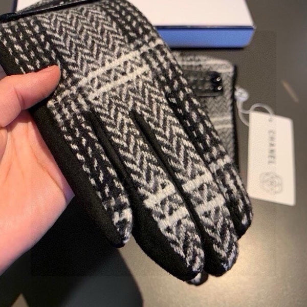 GLOVES IN BLACK MIX WHITE WOOL 429245