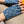 FINGERLESS GLOVES IN ELECTRIC BLUE MONOGRAM DENIM AND BLACK LAMBSKIN 460107