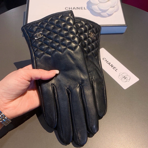 GLOVES IN BLACK LAMBSKIN WITH GOLD LOGO 462263