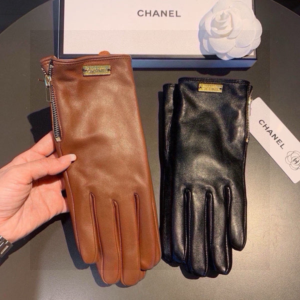 TOUCHSCREEN GLOVES IN BRONZE BROWN LAMBSKIN WITH GOLD LOGO 462270
