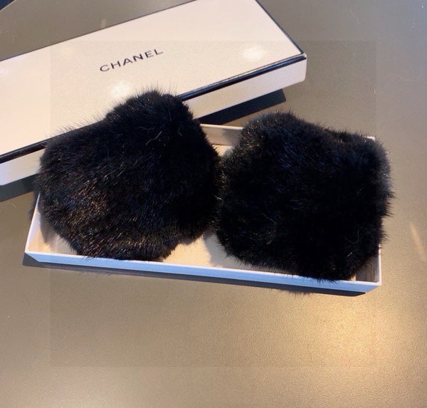 FINGERLESS HALF GLOVES IN BLACK RABBIT FUR 462278