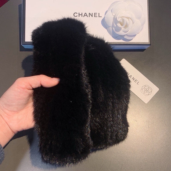 FINGERLESS GLOVES IN BLACK RABBIT FUR 462279