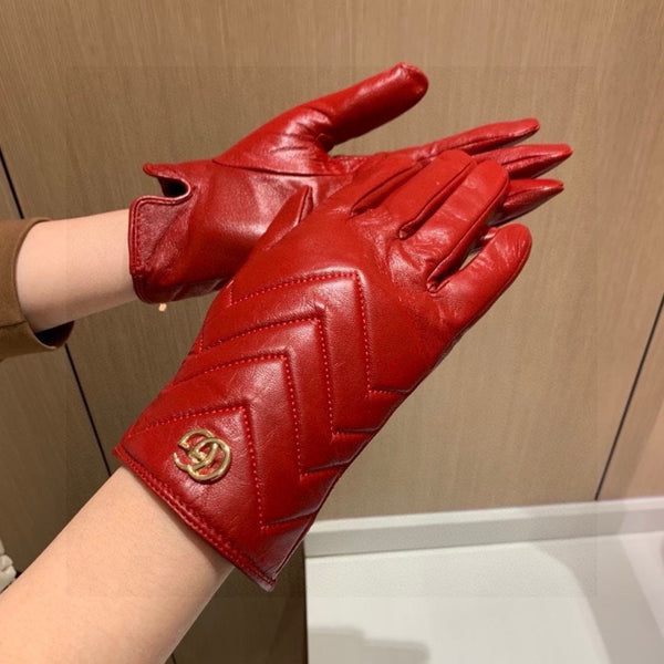TOUCHSCREEN GLOVES IN RED LAMBSKIN AND FABRIC LINING 463860
