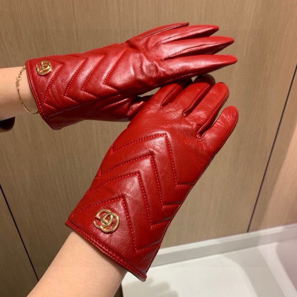 TOUCHSCREEN GLOVES IN RED LAMBSKIN AND FABRIC LINING 463860