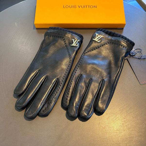 GLOVES IN BLACK LAMBSKIN WITH GOLD LOGO 465009