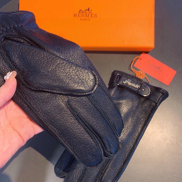 GLOVES IN BLACK DEERSKIN WITH LAMB FUR LINING 465015