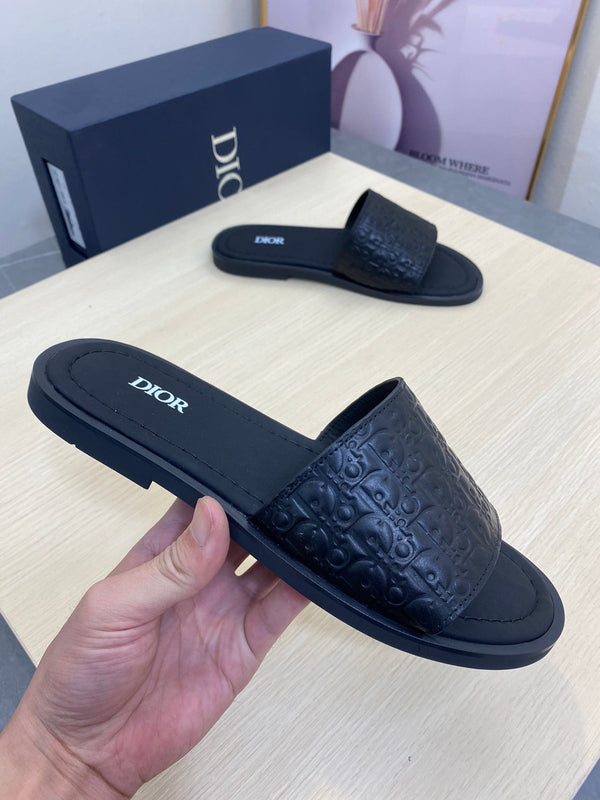CD SLIDE ALIDAS SLIPPER BLACK MONOGRAM CALFSKIN