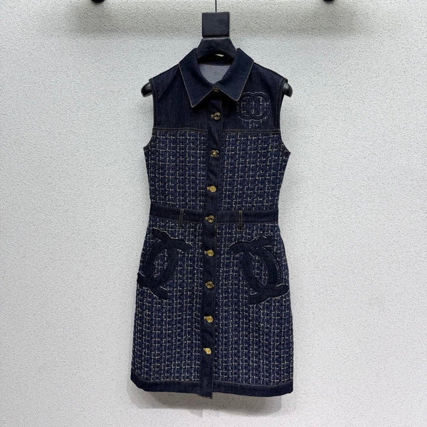 CC 2026 Denim Dress Navy Blue Cotton 398280