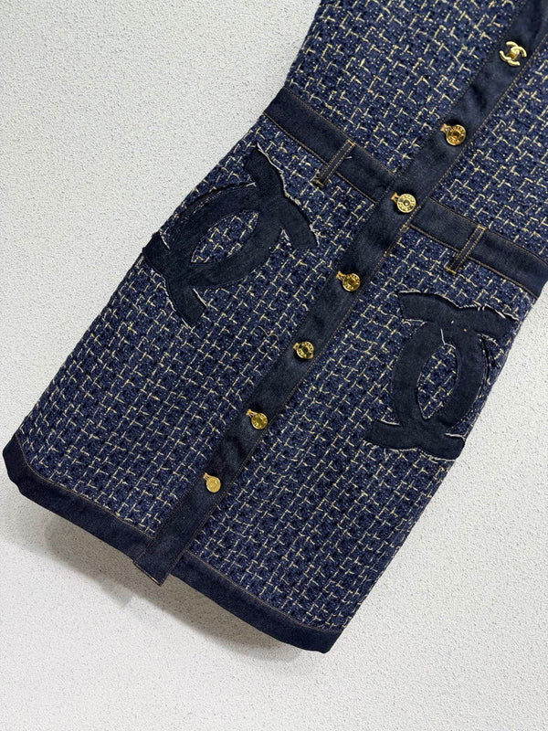 CC 2026 Denim Dress Navy Blue Cotton 398280